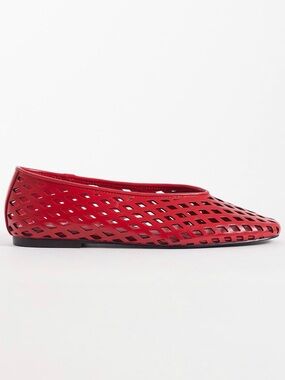 ASOS Red Laser-Cut Leather Ballet Flats